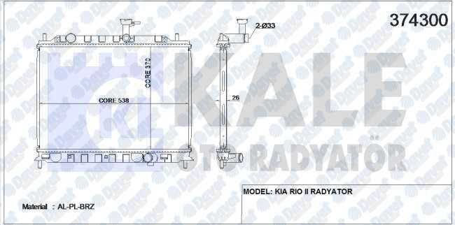 KALE 374300 Su Radyatoru Kia Rio Ii (Al/Pl/Brz) (375x538x26) (Manuel)